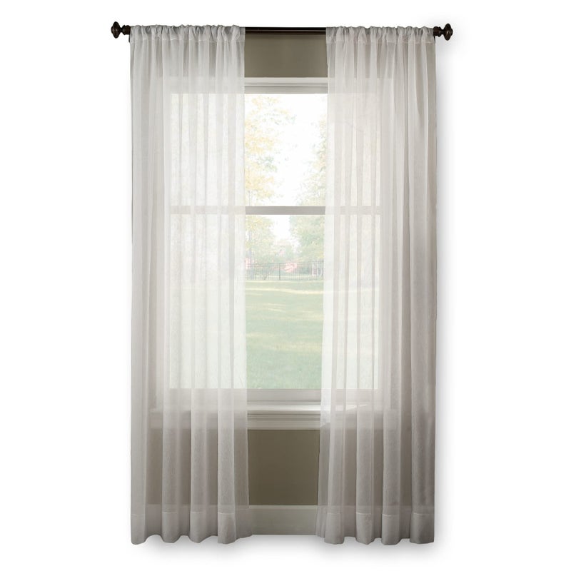 Curtainworks Trinity Crinkle Voile Sheer Curtain - 1 Panel, 51 by 132", Winter White - Image 2